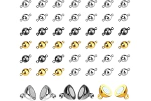 MOAMUN 40 Stück Magnetverschluss Armband, 6MM Runde Magnetverschluss Kette, Verschlüsse für Armbänder Schmuck Kettenverschluss für Halsketten Fußkettchen Schmuckherstellung DIY Handwerk(Mischung 8mm)