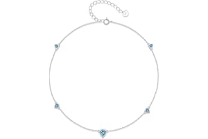 Step Forward Sterling Silber Herz Geburtsstein Fußklets: Konstellation Monat Geburtstagsgeschenk Schmuck für Frauen oder Jugendliche Mädchen oder Tochter