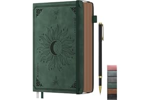 Smarpau A5 Notizbuch, Vintage Hardcover Notizbucher mit 366 Seiten 100gsm Tintenfestes Papier, Lined Journal mit Stift für Frauen Männer Arbeit Büro Schule Reisen, 14.5 x 21cm - Dunkelgrün