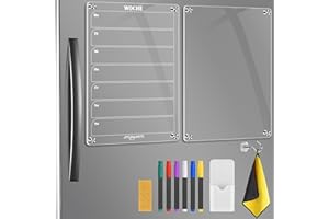 GROOHAFY To Do Liste AUF DEUTSCH, 2 Stück Acryl Wochenplaner Magnetisch und Memoboard Abwischbar für Kühlschrank Familienplaner Planungstafeln Haushaltsplaner Stundenplan Menütafel 20x30 CM