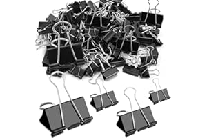 HONONWII 100Pcs Bulldog Clips, 15mm 19mm 25mm 41mm Assorted Size Paper Clips, Metal Foldback Clips, File Money Papper Stationary Clamps for Office School Home Kitchen Shops