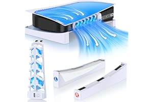 ALEEMTRY Supporto PS5, Base PS5 Orizzontale con Ventola/Luce LED/3 Ventole di Raffreddamento in 1/Cuscinetti in Gomma Antiscivolo, Supporto PS5 per Disco e Console per Edizione Digitale
