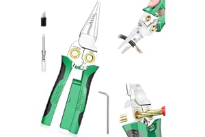 AURIVEE Pince à Dénuder Multifonction 8 en 1 avec Testeur de Tension, Pince de Coupe et Dénudage, Testeur AC/DC 12-250V pour Fils Sous Tension/Neutre, Outil de Réparation Électricien