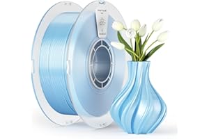 kexcelled PLA Seda Filamento de Impresión 3D 1,75 mm +/- 0,03 mm, Acabado Brillante y Sedoso, Apto para la Mayoría de Impresoras FDM, Bobina de 1 kg (2,2 lbs), Azul Claro