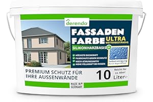 derendo Silikonharz Fassadenfarbe Braun ULTRA Wetterschutz Cookie 10 l aussen Fassade Silikonharzfarbe mit Abperleffekt Lotus Blatt Fassadenschutz Schmutzabweisende Silikonharzbeschichtung