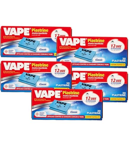 VAPE Piastrine Antizanzare Classiche 12 Ore - Confezione Da 30 Piatti, Repellente Per Zanzare Comuni E Tigri, Per Interni/Esterni