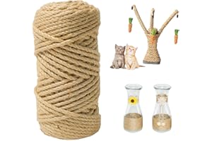 REALJOY Naturalny sznurek jutowy, 50 m, 4 mm, sznurek jutowy, odporny na rozerwanie, naturalny sznurek sizalowy do drapaków, sznurek do pakowania prezentów