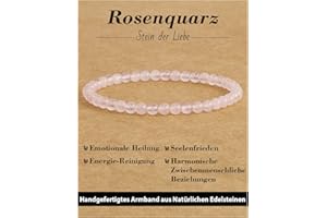 Landorilo 4mm Stretch Armband aus Echten Naturstein Perlen, Heilstein Edelstein Armbänder für Damen Herren, Glücksarmband, Exquisite Geschenke, Inklusive Ersatzperlen