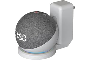ELLENNE SUPPORTO DA MURO ECHO DOT (4a e 5a GENERAZIONE) DA PARETE - SALVASPAZIO NASCONDERE CAVI - SENZA VITI - SUPPORTO PER CUCINA, BAGNO, CAMERA DA LETTO - NERO BIANCO (Bianco)