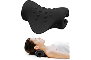 GROWNEER Nackenstrecker Orthopädisch Ergonomisch geformtes Traktionsgerät zur Haltungskorrektur Muskelentspannung Lindert Kopfschmerzen Nackenschmerzen Migräne Gelenkschmerzen (Schwarz)