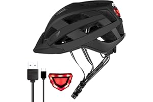 COOZi Bike Helmet with USB Rechargeable LED Light – Lightweight, Shock-Absorbing & Adjustable Cycle Helmet for Teens & Adults – MTB, Road & Skate Use (54–58cm)