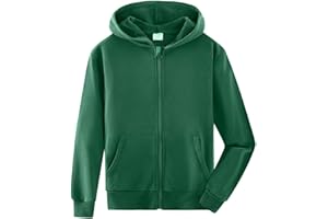 Spring&Gege Boys' Hoodie Sweat Jacket Basic Plain Cotton Hooded Jacket for Children (3-12 Years)