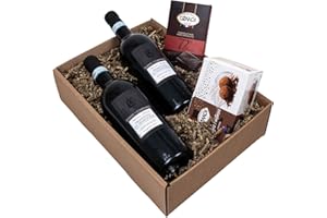 ‎THE WINE GUYS The Wine Guys Conte di Campiano "DOPPIO BENE" Präsentkorb mit Rotwein, Schokolade Trüffel und Zartbitterschokolade | 2 × 750 ml | 4 Stück (1er Pack) | Verpackung kann abweichen