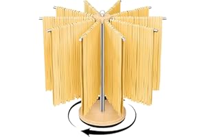STWWO Stendi Pasta Fresca Girevole Essiccatoio per Pasta in Legno con 10 Bracci Rimovibili Acciaio Inossidabile 304 Stendipasta Essicatore per Asciugare 2 kg Pasta Spaghetti Tagliatelle Fresca