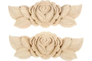 MUXSAM 2pcs Décalque de Sculpture Sculpté Bois sculpté d'angle Applique en Bois Non Peinte à Décorer des Meubles 9 * 3.5cm