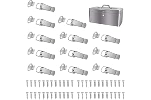 QNENEAM 12 Stück Spannverschluss Edelstahl, Kistenverschluss, 56mm Hebelverschluss, 72 mm Kappenschloss, Inklusive 48 Schrauben, Korrosionsbeständige Schnappverschlüsse für Case Box, Schublade, Schrank