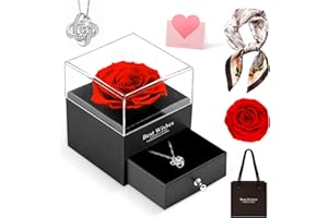 Elekin Birthday Gift for Women,Red Preserved Flowers Rose Gifts for Mum,Christmas Rose Gifts For Women Her Mum Friend,Romantic Valentines Present for Teacher Wedding Anniversary Engagement Graduation
