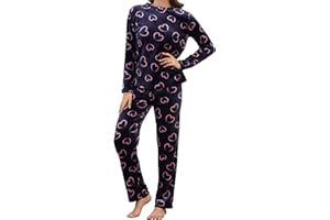 The Essentials Wardrobe Ladies Fleece Pyjama Set Thick Fleece Cosy Long Sleeve T-Shirt & Bottom Pants Sleepwear Loungewear Nightwear for Women Soft Top & Trousers Size S-XL
