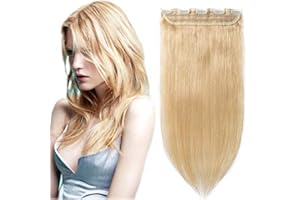 8"(20cm) SEGO Extensiones de Clip de Pelo Natural Humano [#24 Rubio Natural] Cabello 100% Remy [Una Pieza 5 Clips] 3/4 Cabeza Completa Postizos Pelucas Cortas (40g)