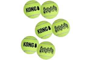 KONG - Squeakair Balls - Pelotas de Tenis sonoras Que respetan Sus Dientes - para Perros de Raza Mediana (Pack de 6)