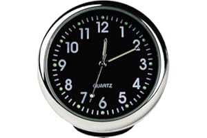 Txian Custom High Accuracy Car Clock Small Round Onboard Quartz Clock Perfect Car Decoration (black dial & white shell)