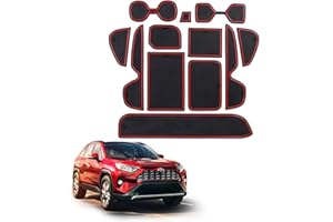 YEE PIN RAV4 2019-2022 Car Mats Console Rubber Mats Toyo-ta RAV4 Interior Accessories, Gate Slot Storage Mats Cup Holder Pad Non Slip Mats (Right Rudder) (Red)