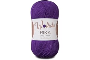 ‎WOLLIDU Wollidu Rika Garn zum Häkeln und Stricken 300g / 798m Strickgarn 100% Polyacryl Häkelgarn Lila
