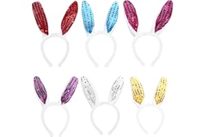 HarnyLoom 6 pièces Oreilles de Lapin Serre-Tête Pâques, Peluche Bandeau Oreille de Lapin Deguisement Enfant Filles Adultes Accessoires Pâques Décoration de Costume Cosplay