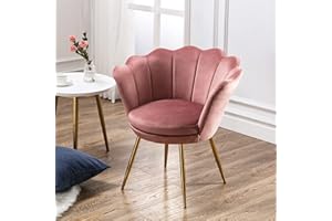 ‎WAHSON OFFICE CHAIRS Wahson Sessel für Schlafzimmer Weicher Samt Armlehnstuhl mit Vergoldeten Metallbeinen,Freizeitsessel für Wohnzimmer/Vanity (Rosa)
