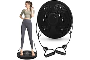 Kikuo Twist Waist Disc Board mit Kordelzug, Taillenabnehmendes Multifunktions-Magnet-Balance-Board-Pedal, Widerstandsbänder Massage-Fußsohle Heimfitnessgeräte, Aerobic-Übungen Fitness-Zubehör
