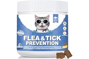 GENERIC Natural Flea and Tick Prevention Cat Chews, 90 Salmon Flavor Soft Chews for Daily Support, Safe Defense Supplement for All Cat Breeds and Kittens with Coconut Oil, Flaxseed, Brewers Yeast