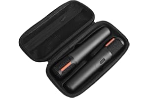 Hesupy PartyBox Étui de transport pour microphone sans fil JBL PartyBox avec deux microphones portables pour récepteurs, adaptateurs, piles AA, organiseur de chargeur, noir