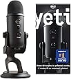 Blue Microphones Yeti - USB Microphone for Recording and streaming on PC and Mac, 3 Condenser capsules, 4 Pick-Up Patterns, Headphone Output and Volume Control, Black (Blackout)