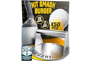 SMASHI BURGER SMASHI® Smash Burger Kit de pièces Professionnelles en Acier Inoxydable 304 certifié EU Contact Alimentaire | Presse Smash Burger Anti-adhésif | Le véritable kit Smash Burger (BASIQUÉ)