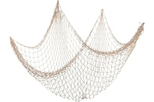 KIUIOM Fishing Net Decoration,Beige Hand Woven Wall Net,Mediterranean Style Decoration,Maritime Decoration For Home Decor Mediterranean Theme Party Living Room Bedroom Wall Hanging Decoration