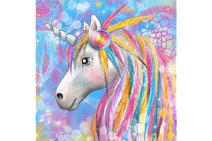 OWN4B Kit per punto croce su tela prestampata, motivo fantasia unicorno stampato 11 ct, 36 x 36 cm, kit per ricamo fai da te (unicorno)