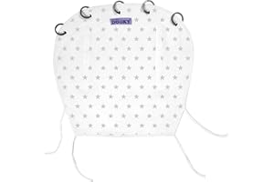 Dooky Sunshade for Pram/Sroller/Pushchair/Car Seat, Universal Fit, UPF 40+ UV Protection, Water Resistant, 100% Breathable Cotton, Silver Stars