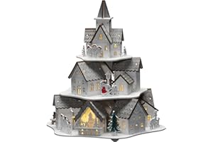 Konstsmide Drewniany domek LED, biały, funkcja energetyczna, timer 6 h, 10 diod w kolorze ciepłej bieli, zasilanie bateryjne i USB, do wnętrz, biały kabel, 2 x AAA 1,5 V (brak w zestawie) - 3256-210