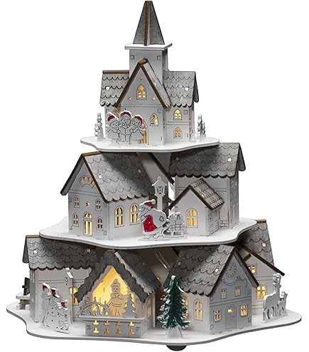 Houten kerstfiguur | Kerstman met slee | Konstsmide (Led, Batterijen, 15 x 4.8 x 11 cm) Konstsmide