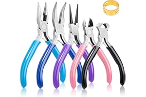 Modacraft 5 PCS Jewellery Kit with Spring Plier Set, Round Nose & Bent Nose Pliers, Wire Cutter, DIY Jewellery Making Kit for Girls