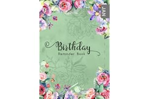 Birthday Reminder Book: B6 Small Notebook for Recording Birthdays and Anniversaries | Monthly Index | Watercolor Botanical Flower Design Green