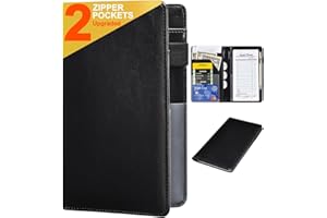 HERRIAT Server Books for Waitress - Leather Waiter Book Server Wallet with Zipper Pocket, Cute Waitstaff Organizer with Money Pocket Fit Waitress Apron（Classic Black）