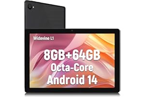 Byxsb Tablet 10 Inch Android 14 Tablets 1280x800 HD IPS Touchscreen Octa-Core Processor 8 GB RAM + 64 GB ROM (Expand to 1TB) 5 MP + 8 MP Dual Camera 5000 mAh Battery (Black)