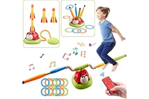 JOY SPOT! Multi-Functional Game Sports Machine, Kid Ladybug Fitness Machine Toy,Obstacle Course/Stomp Rocket Launch/Ring Toss/Musical Jump Toys with Remote Control, Outdoors Toys for 3-8 Years Boys Girls