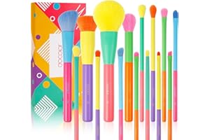 Docolor Makeup Brushes 15Pcs Colourful Makeup Brush Set Premium Gift Synthetic Kabuki Foundation Blending Face Powder Blush Concealers Eye Shadow Professional Make Up Brush - Dream of Color