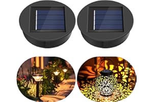 DDLISU Solar Light Replacement Top 8cm, Solar Lights Replacement Top IP44 Water Proof LED Solar Panel, 1.2V 600mAh, LED Solar Replacement Top Unit for Outside Garden Lantern Solar Lamp Hanging Lanterns, 2PCS