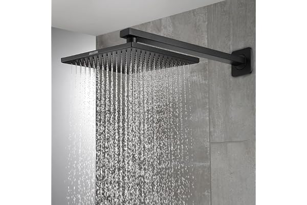 ALTON SHR20820, SS-304 Grade, 12x12 Square Over Head Shower With 21-INCH Arm and Wall Flange (Matte Black)