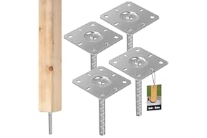 KOTARBAU® 4 x Support de Poteau carré | Pied Poteau 130 x 130 x 205 mm | Support Poteau Bois en Acier galvanisé | Support Poteau a enfoncer