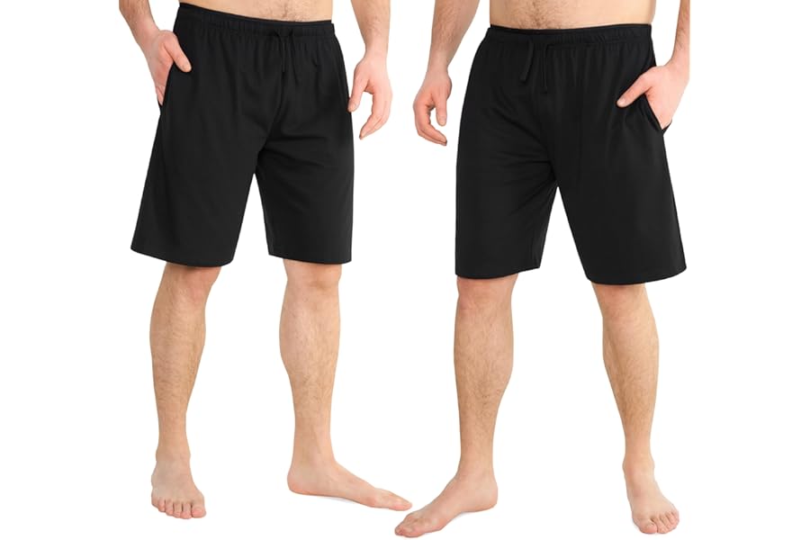 CityComfort Mens Pyjama Shorts - Comfy Lounge Shorts with Pockets Pack of 2