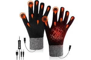 Ertisa Guanti riscaldati USB per donne e uomini, Guanti per laptop Dito intero Guanti riscaldanti a temperatura regolabile e Riscaldamento Schermo Touch Regalo d'inverno Scaldamani per Interno Esterno